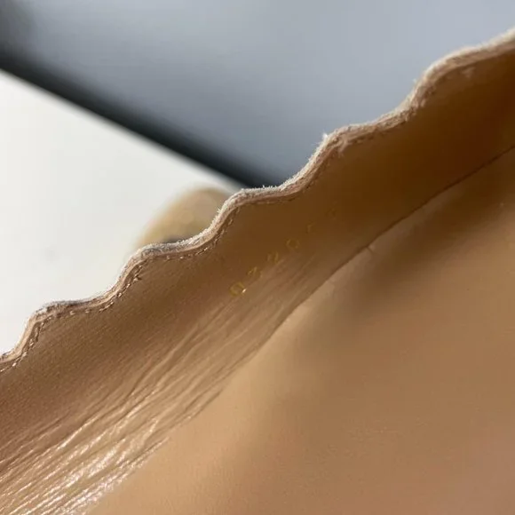 CHLOE Flo Grommet Scalloped Suede Ballerina Flat size 39